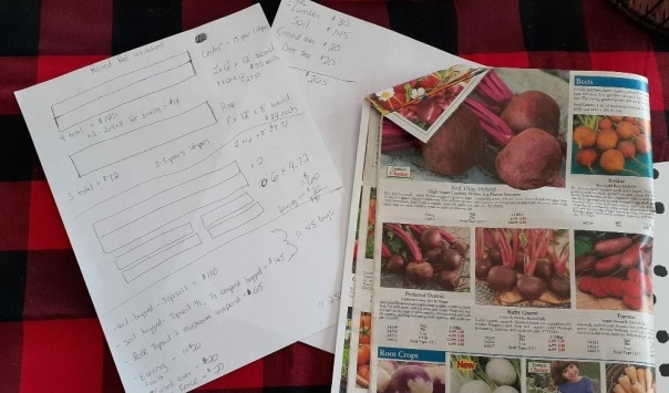 garden sketch and seed catalogs